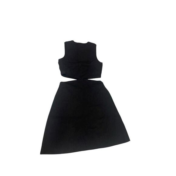 Maje Black Cut Out Detail Black Knit Stretch Short Mini Dress Womens Small? - Picture 1 of 11